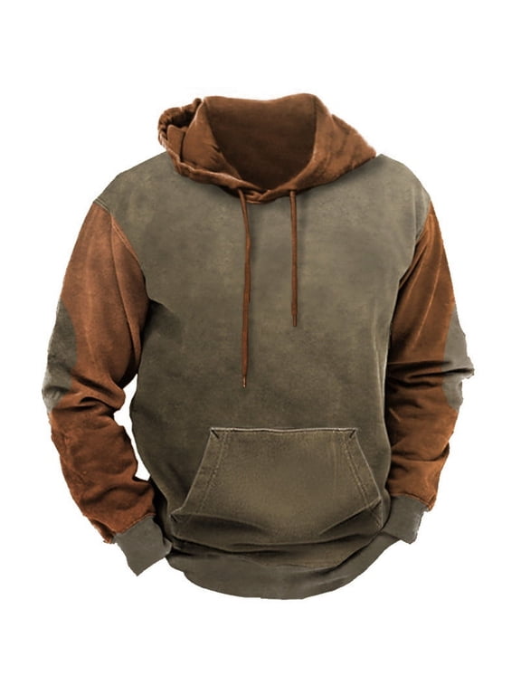 Men's Western Aztec Hoodies Sweatshirts Plus Size Loose Ethnic Graphic Print Drawstring Hooded Pullover with Pocket
