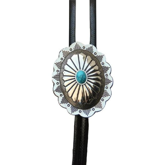 Men's Western Bolo Tie with Turquoises Stone Accent Adjustable Necktie
