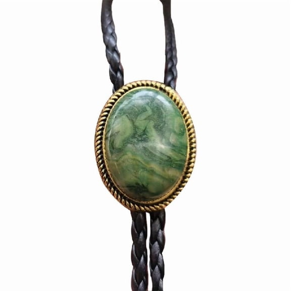 Men's Western Bolo Tie with Turquoises Stone Accent Adjustable Necktie