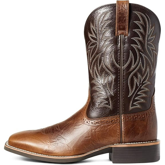 Men's Western Boots with Embroidery Slip Resistant Square Toe Chunky Heel Sport Wide