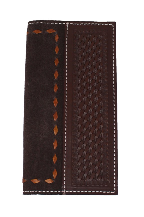 Men's Western Brown Rough-Out Basket Tooled Leather Rodeo Wallet 18RSW124R
