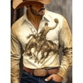 thumbnail image 1 of Men's Western Button Up Casual Cowboy Long Sleeve Work Shirts Khaki L, 1 of 4
