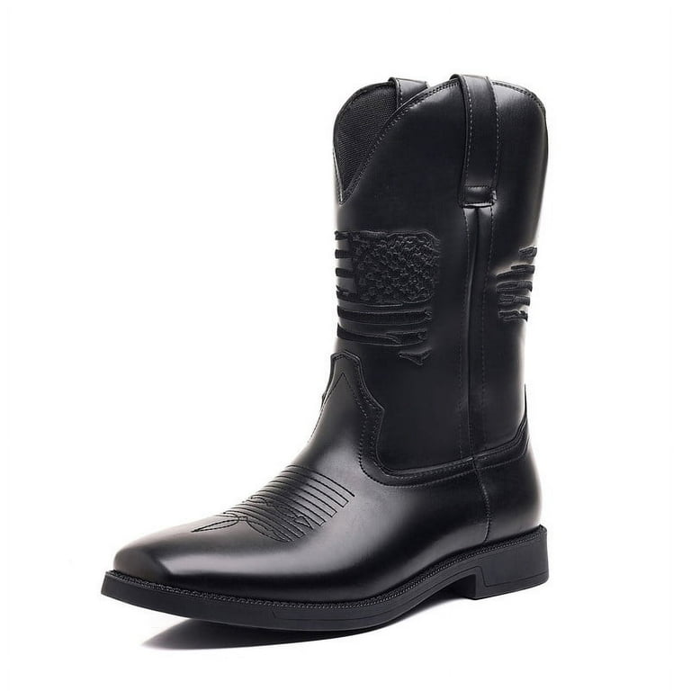 Men's Western Cowboy Boots Winter Boots Classic Embroidered, Slip