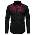thumbnail image 1 of Men's Western Cowboy Fringe Shirt Long Sleeve Rose Embroidery Slim Fit Shirts Button Down Turndown Collar Shirt, 1 of 7