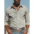 thumbnail image 1 of Men's Western Cowboy Long Sleeve Shirts Western Shirts Cowboy Casual Shirt Regular Fit Men's Shirts Casual Shirts Stretch Long Sleeve Men's Shirts Green 3XL, 1 of 5