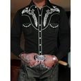 thumbnail image 1 of Men's Western Cowboy Shirt Embroidered Exquisite Long Sleeve Regular Fit Snap Button Down Shirts Black 3XL, 1 of 6