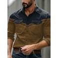 thumbnail image 1 of Men's Western Cowboy Shirt Embroidered Long Sleeve Slim Fit Casual Cotton Button Down Hippie Shirts with Pockets Khaki XXL, 1 of 6