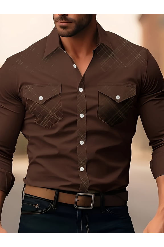 Men's Western Cowboy Shirt Vintage Long Sleeve Shirt Work Slim Fit Cotton Casual Button Down Shirt Wine M