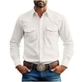 thumbnail image 1 of Men's Western Cowboy Shirts Button Down Solid Color Long Sleeve Jacket Lightweight Work Shirt with Pockets, 1 of 6