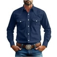 thumbnail image 1 of Men's Western Cowboy Shirts Button Down Solid Color Long Sleeve Jacket Lightweight Work Shirt with Pockets, 1 of 6