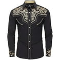 thumbnail image 1 of Men's Western Cowboy Shirts Long Sleeve Embroidered Shirts Slim Fit Casual Button Down Shirt With Pockets, 1 of 4