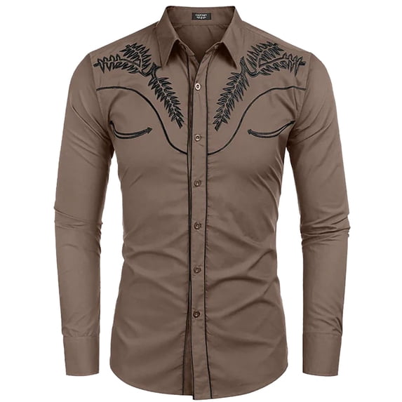 Men's Western Denim Shirt Casual Long Sleeve Button Up Top for Everyday Wear