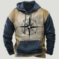 thumbnail image 1 of Men's Western Flannel Hoodies,Men's Western Aztec Sweatshirts Ethnic Print Graphic Patchwork Hoodies 2023 Casual Pullover Tops with Drawstring, 1 of 4