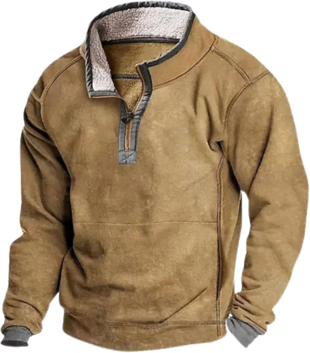 Men s Western Fleece Jackets Sweatshirts Vintage Quarter Zip Pullover 