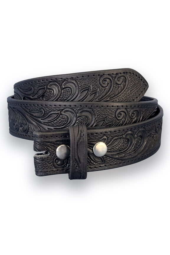 Men's Western Leather Cowboy Belt Tooled Embossed Handmade Belt with Removable Buckle 1.5” Wide