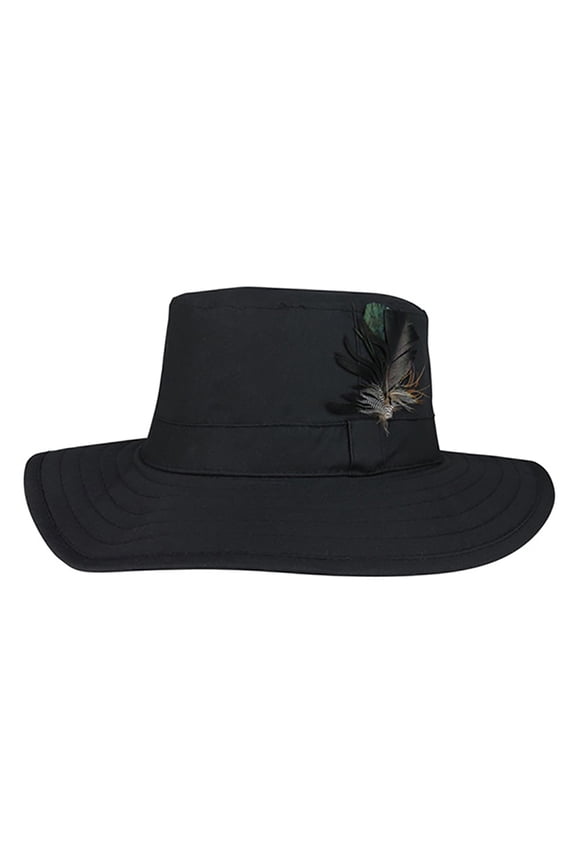 Men's Western Outdoor Hat - Waxed Cotton Wind & Water Proof Adventure Hat, Black X-Large