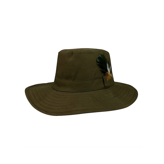 Men's Western Outdoor Hat - Waxed Cotton Wind & Water Proof Adventure Hat, Brown Large