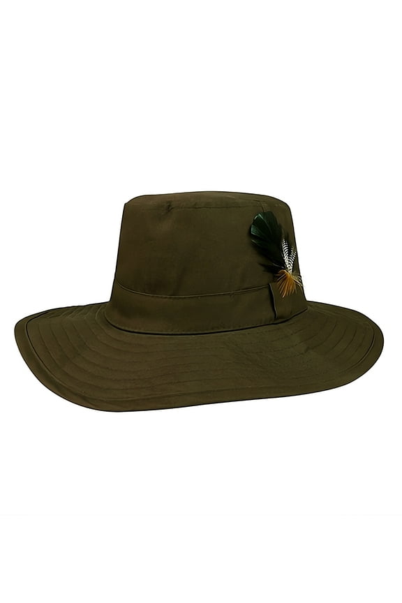 Men's Western Outdoor Hat - Waxed Cotton Wind & Water Proof Adventure Hat, Brown Large