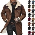 thumbnail image 1 of Men's Western Patchwork Zipper Jacket, Faux Suede Long Sleeve Turn-Down Collar Coat with Pockets, Casual Vintage Blouse Outwear for Fall Winter, 1 of 7