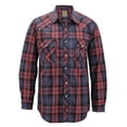 thumbnail image 1 of Men’s Western Pearl Snap Button Down Casual Long Sleeve Plaid Cowboy Shirt (#12 Red/Black/Blue, 3XL), 1 of 3