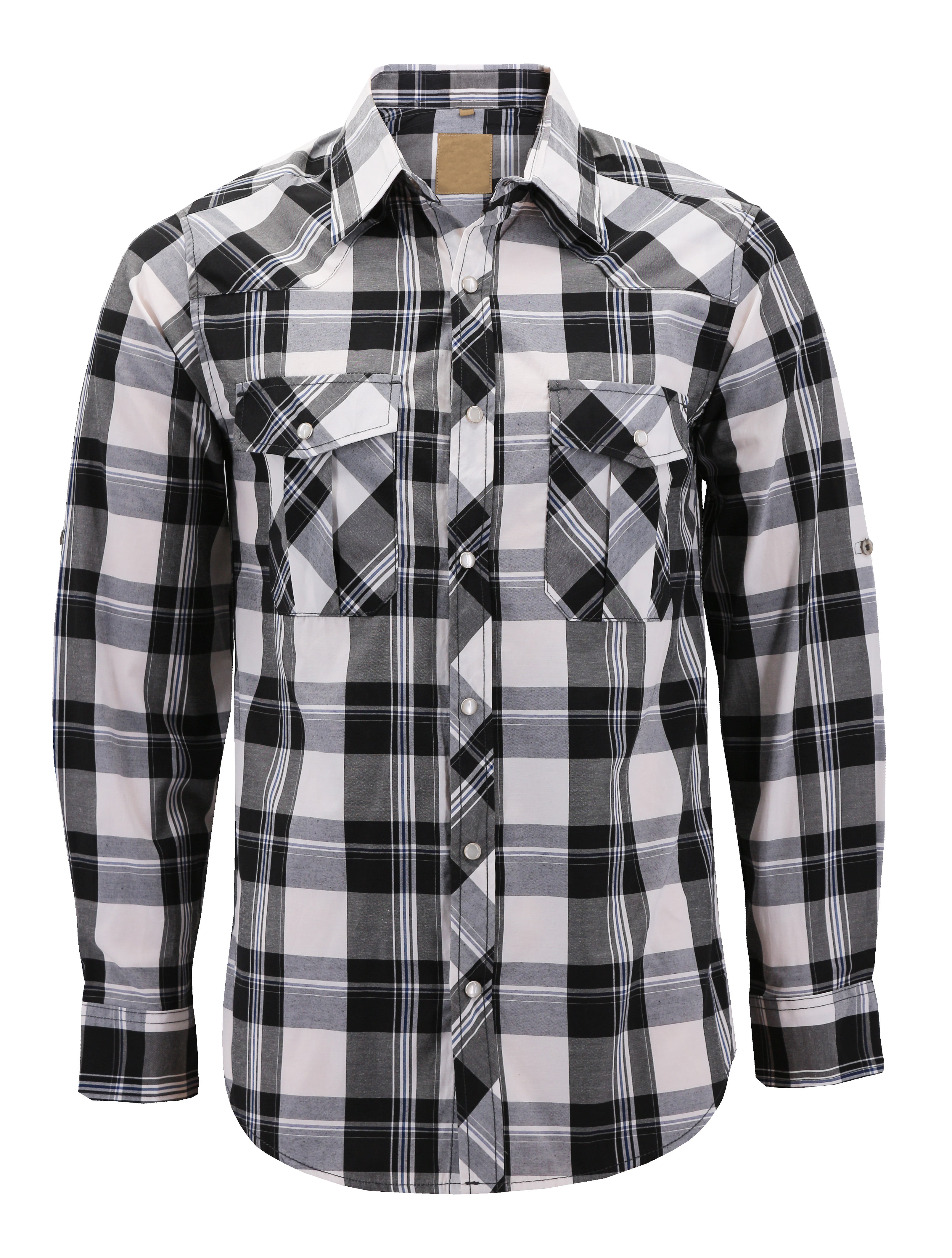 Men’s Western Pearl Snap Button Down Casual Long Sleeve Plaid Cowboy ...