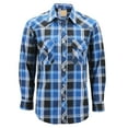thumbnail image 1 of Men’s Western Pearl Snap Button Down Casual Long Sleeve Plaid Cowboy Shirt (#4 Blue/Black, 2XL), 1 of 3