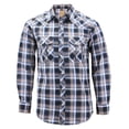 thumbnail image 1 of Men’s Western Pearl Snap Button Down Casual Long Sleeve Plaid Cowboy Shirt (#7 Blue/White, 2XL), 1 of 3
