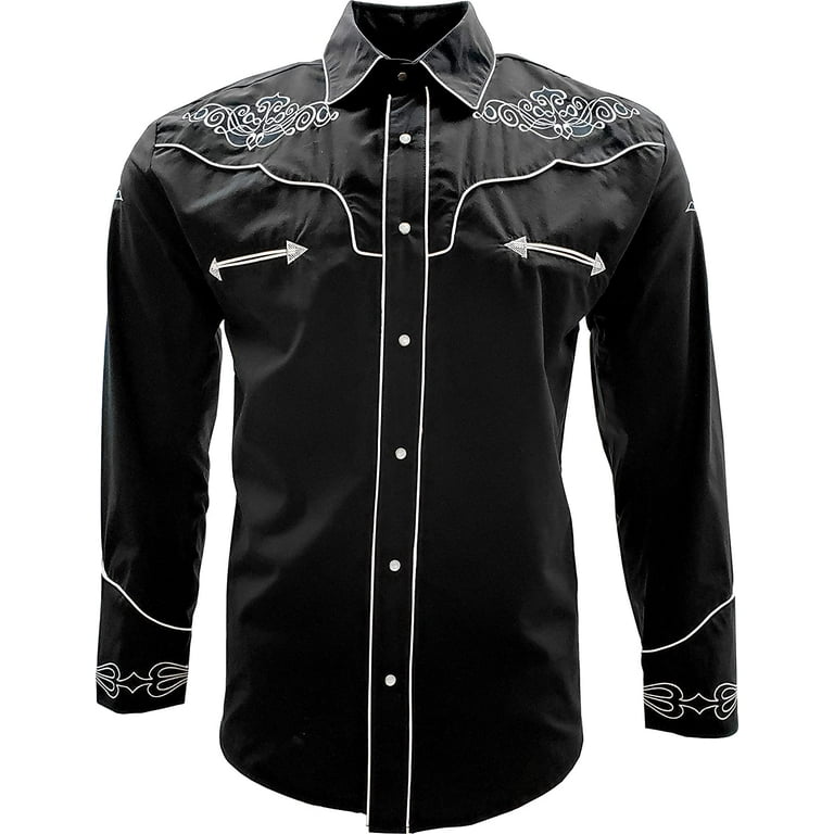 Men s Western Shirt Embroidered Cowboy El General Made in Mexico Walmart