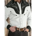 thumbnail image 1 of Men's Western Shirt Long Sleeve Embroidered Cowboy Casual Snap Button Shirt White 3XL, 1 of 5