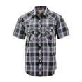 thumbnail image 1 of Men’s Western Short Sleeve Button Down Casual Plaid Pearl Snap Cowboy Shirt (#1 Purple/Black, L), 1 of 3