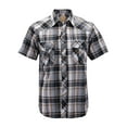 thumbnail image 1 of Men’s Western Short Sleeve Button Down Casual Plaid Pearl Snap Cowboy Shirt (#2 Yellow/Grey, L), 1 of 3