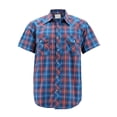 thumbnail image 1 of Men’s Western Short Sleeve Button Down Casual Plaid Pearl Snap Cowboy Shirt (#32 Turquoise/Red, XL), 1 of 3