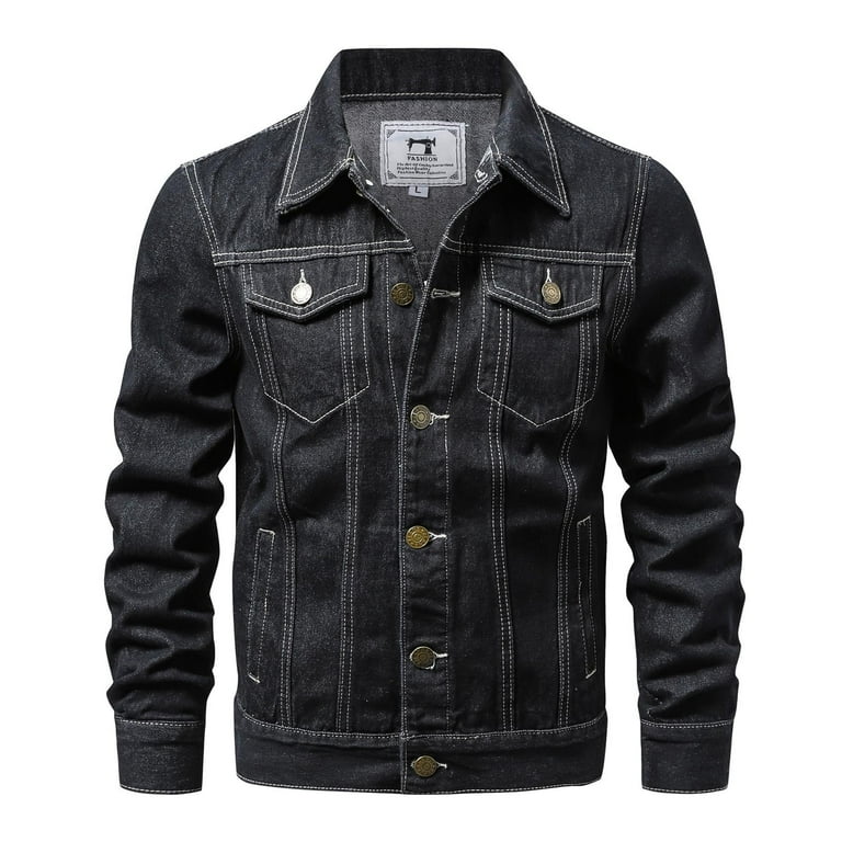 Men s Western Spring autumn Lined Denim Jacket Walmart