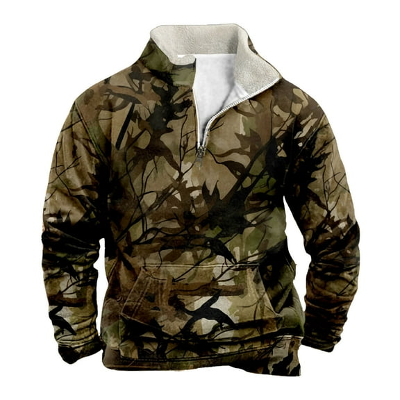 Men's Western Sweatshirts Vintage Aztec Graphic Quarter Zip Collared Jackets Long Sleeve Fall Winter Pullover Country Tops