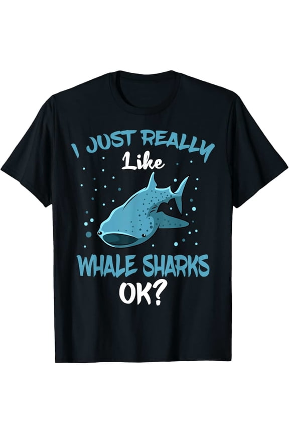 Men's Whale Shark T-Shirt 100% Cotton "I Just Really Like Whale Sharks" Marine Life Tee - Casual Crew Neck Shark Lover Shirt for Divers & Aquarium Visitors, All-Season Fit