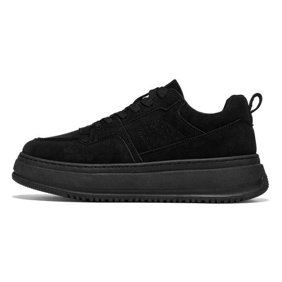 Men's Wheat Yellow Suede Platform Sneakers, Retro Casual Lace-Up Shoes