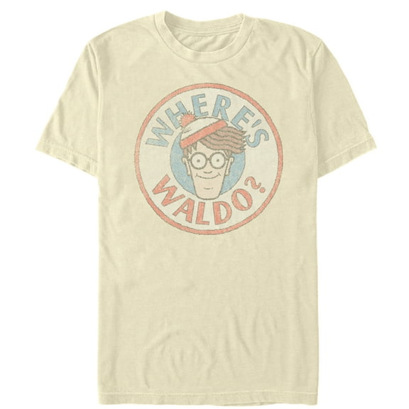 Men's Where's Waldo Retro Character Circle  Graphic Tee Cream Small