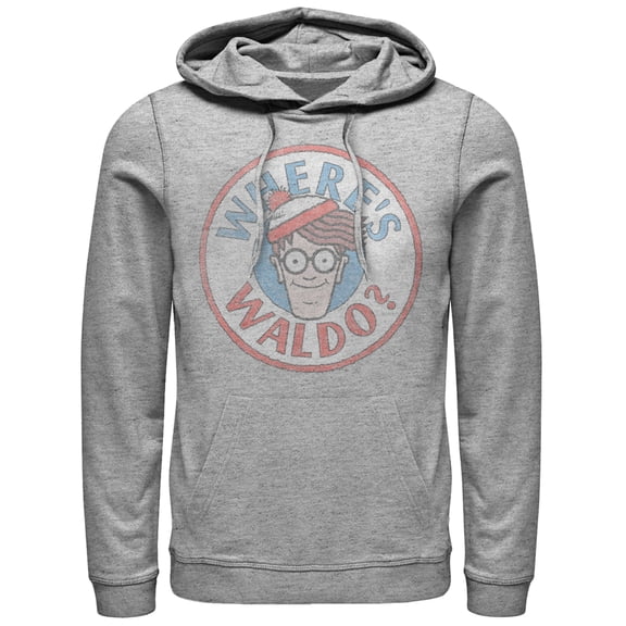 Men's Where's Waldo Retro Character Circle Pull Over Hoodie Athletic Heather X Large