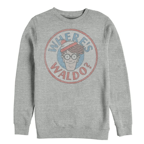 Men's Where's Waldo Retro Character Circle Sweatshirt Athletic Heather Small