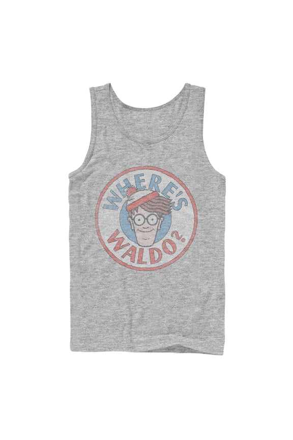 Men's Where's Waldo Retro Character Circle Tank Top Athletic Heather Small
