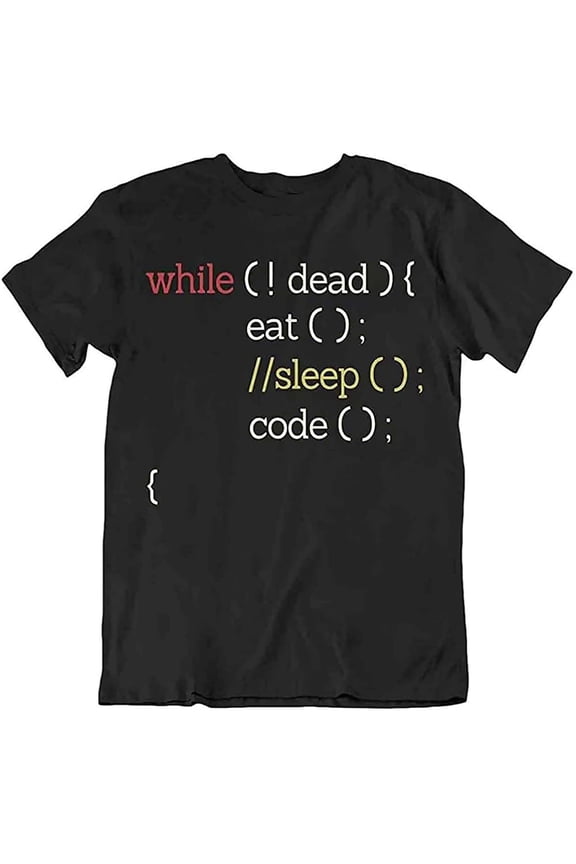 Men's While Loop Eat Sleep Code Tee Programmer Language GifBlack T-shirts Black XL