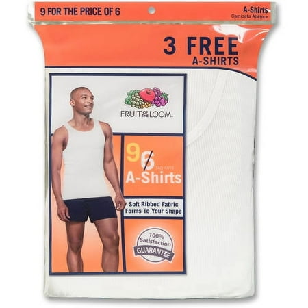 Men's White A-Shirt, 6+3 Bonus Pack