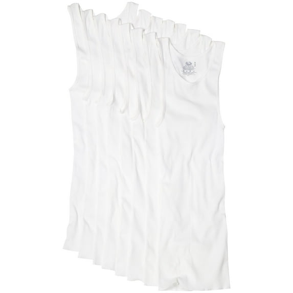 Men's White A-Shirt Undershirt, 8 Pack