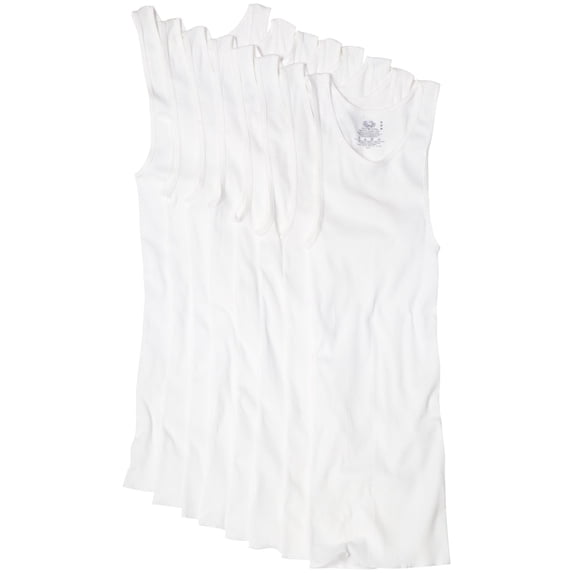 Men's White A-Shirt Undershirt, 8 Pack