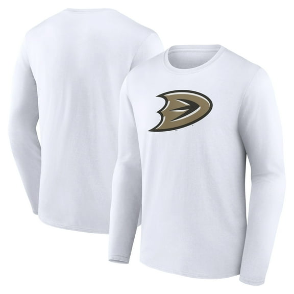 Men's White Anaheim Ducks Secondary Logo Long Sleeve T-Shirt