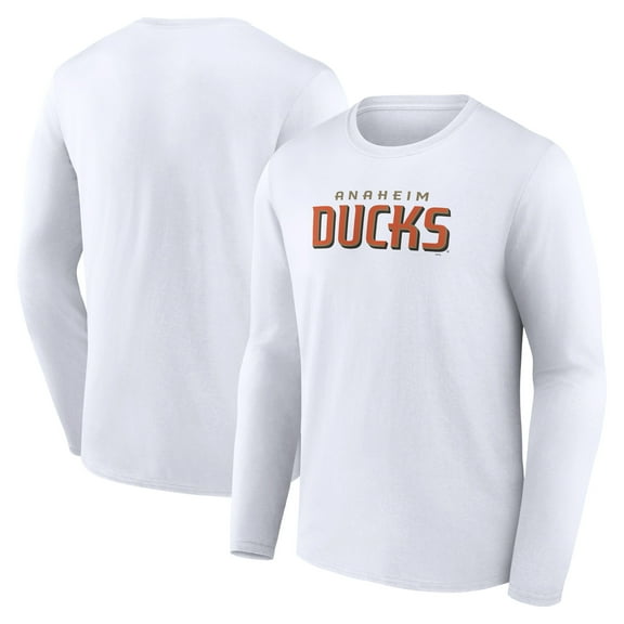 Men's White Anaheim Ducks Wordmark Logo Long Sleeve T-Shirt