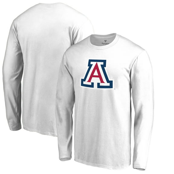 Men's White Arizona Wildcats Primary Logo Long Sleeve T-Shirt