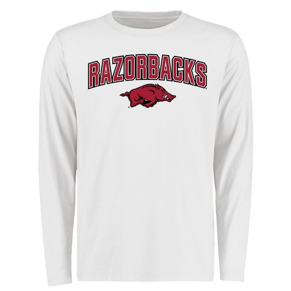 Men's White Arkansas Razorbacks Proud Mascot Long Sleeve T-Shirt