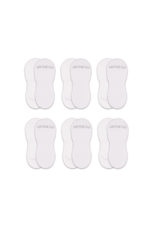 On the Go Men's Athletic Liner (6 Pair Pack, White)