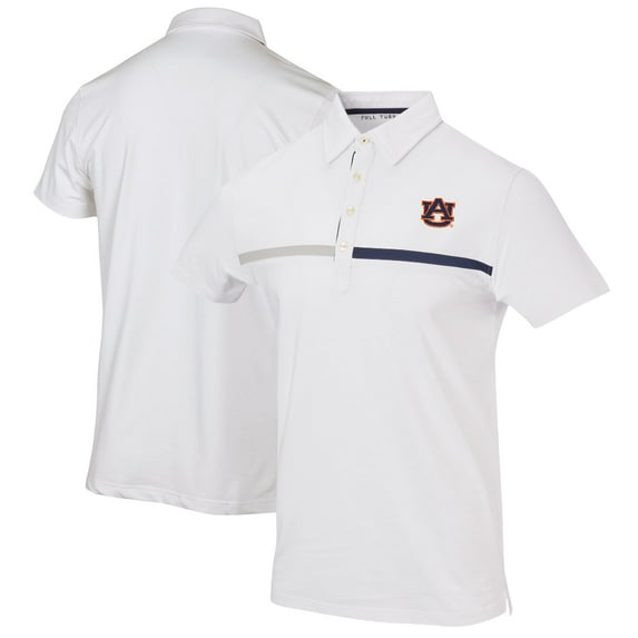 Men's White Auburn Tigers Color Blocked Stretch Polo